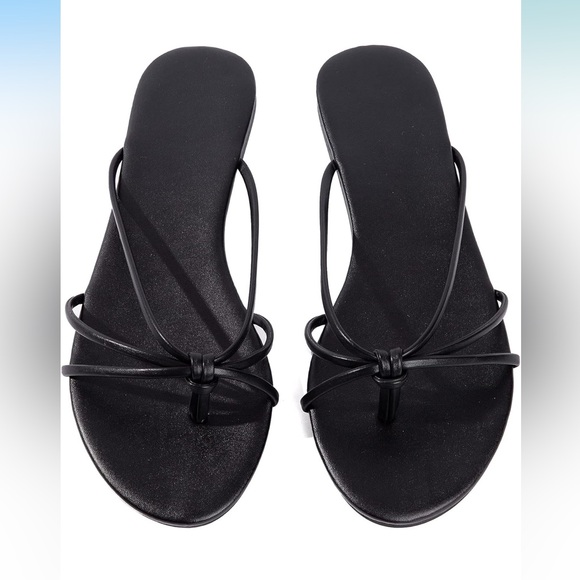 New Black Knot Strappy Flat Sandals Size 8 - Picture 2 of 4
